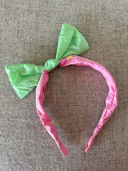 Milk & Soda Haarreif mit großer Schleife und Kirschmuster (Pastell Rosa/Mint)