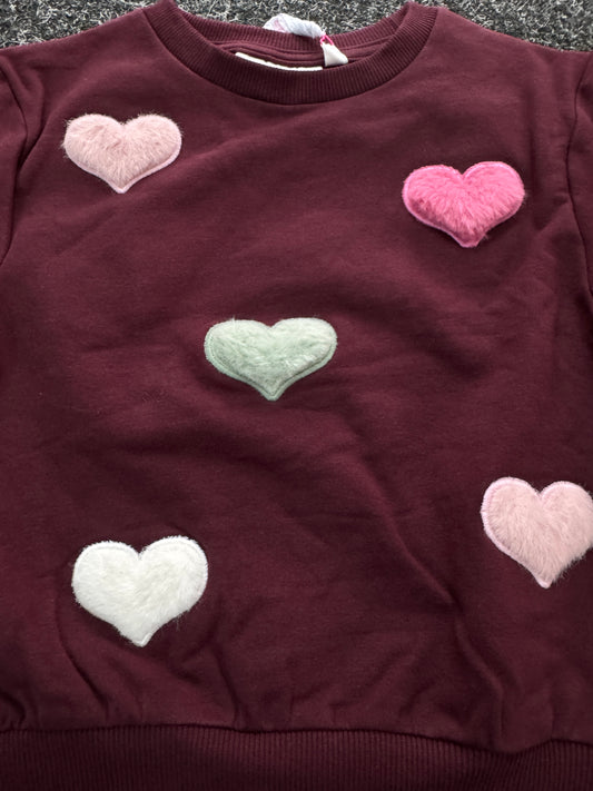 Someone Sweatshirt mit Herzchen - Dark Bordeaux