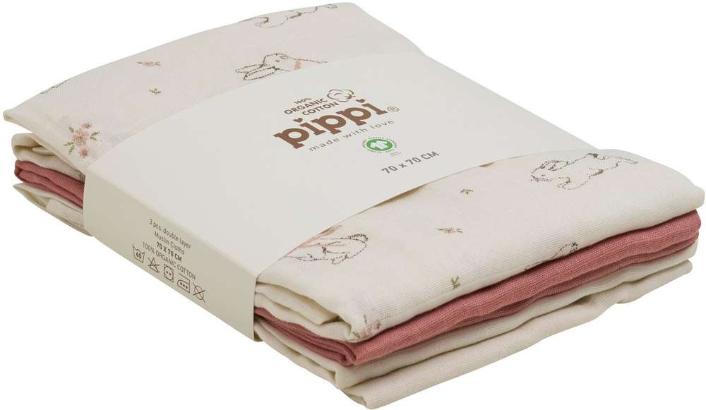 PIPPI Musselin-Tücher 3er Pack - Rose Tan