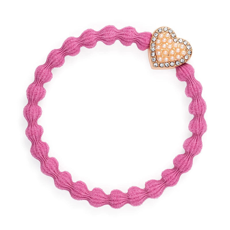 byEloise Haargummi Goldenes Herz Rose/Pink mit Steinchen