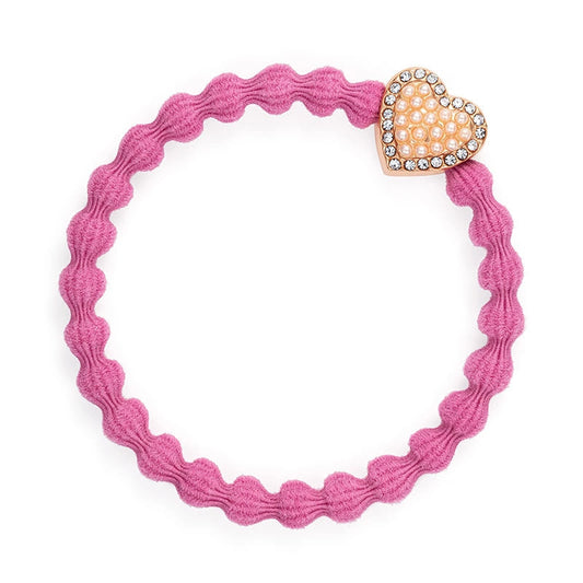 byEloise Haargummi Goldenes Herz Rose/Pink mit Steinchen