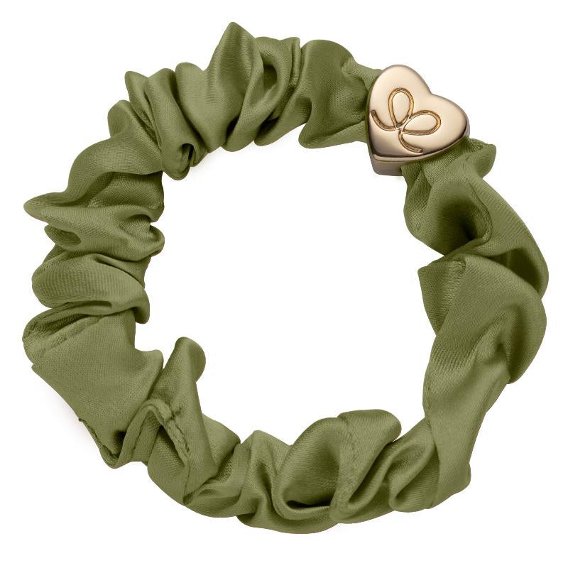 byEloise Scrunchie Khaki/Olive mit goldenem Herz