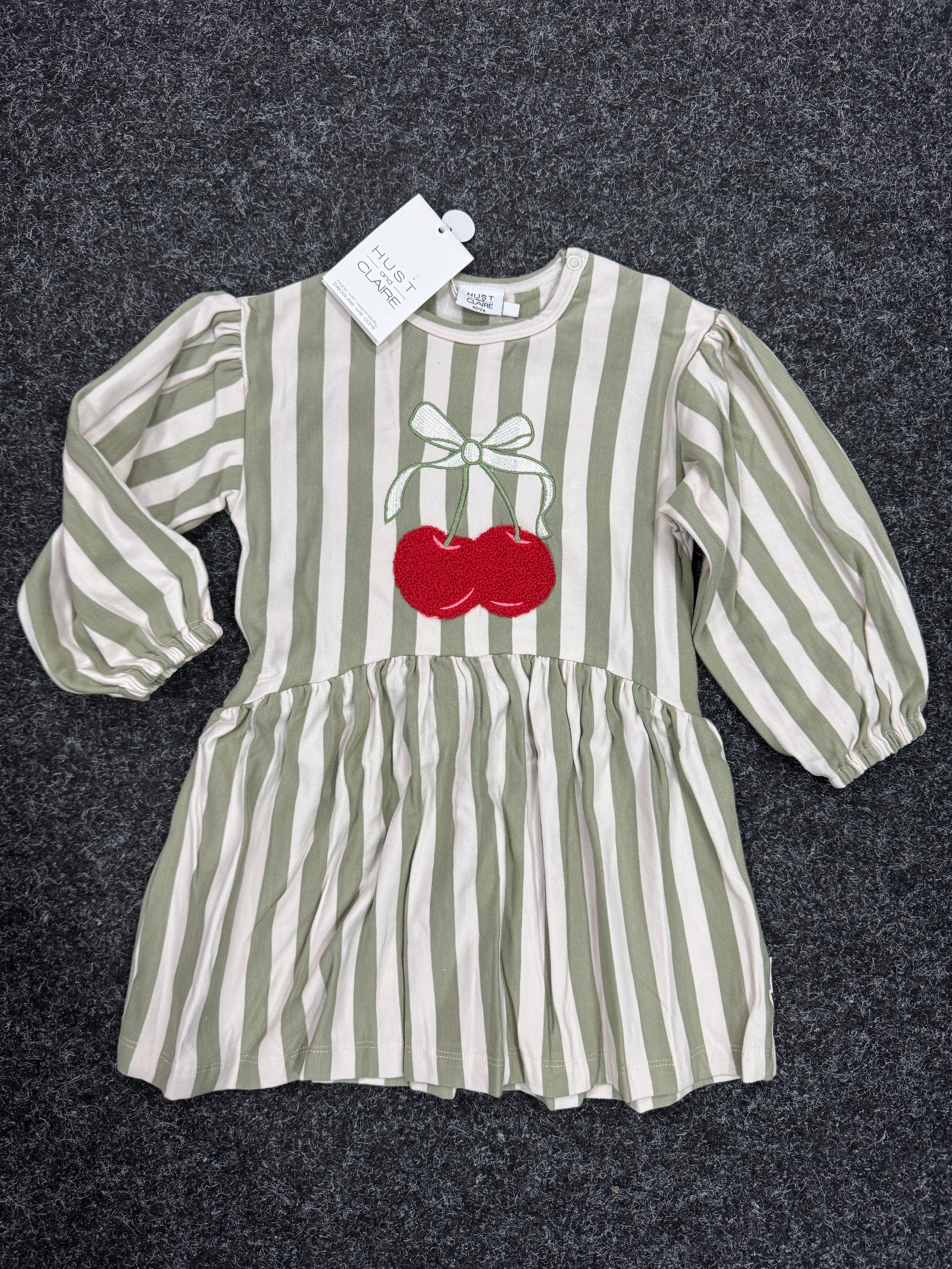 Hust & Claire Kleid, gestreift mit Kirschen -