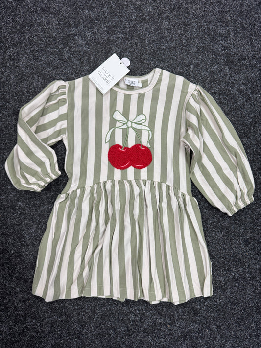 Hust & Claire Kleid, gestreift mit Kirschen -