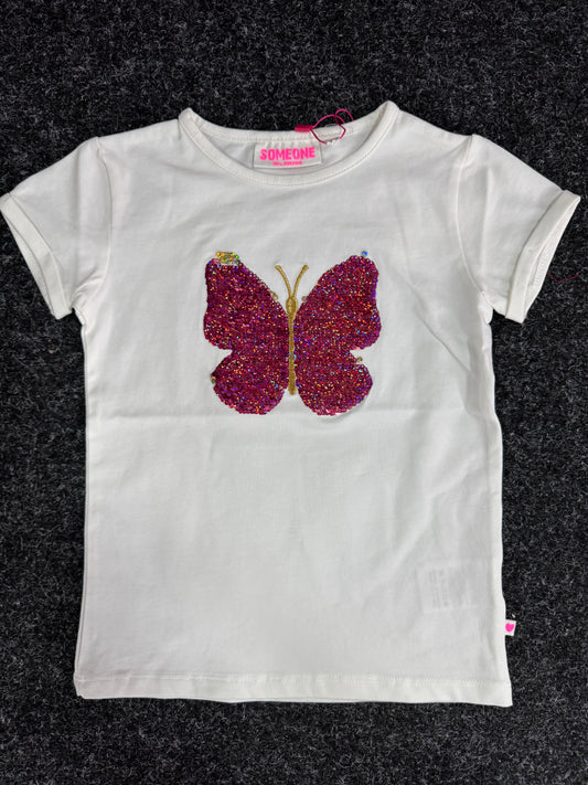 Someone T-Shirt mit Schmetterling Applikation - Ecru