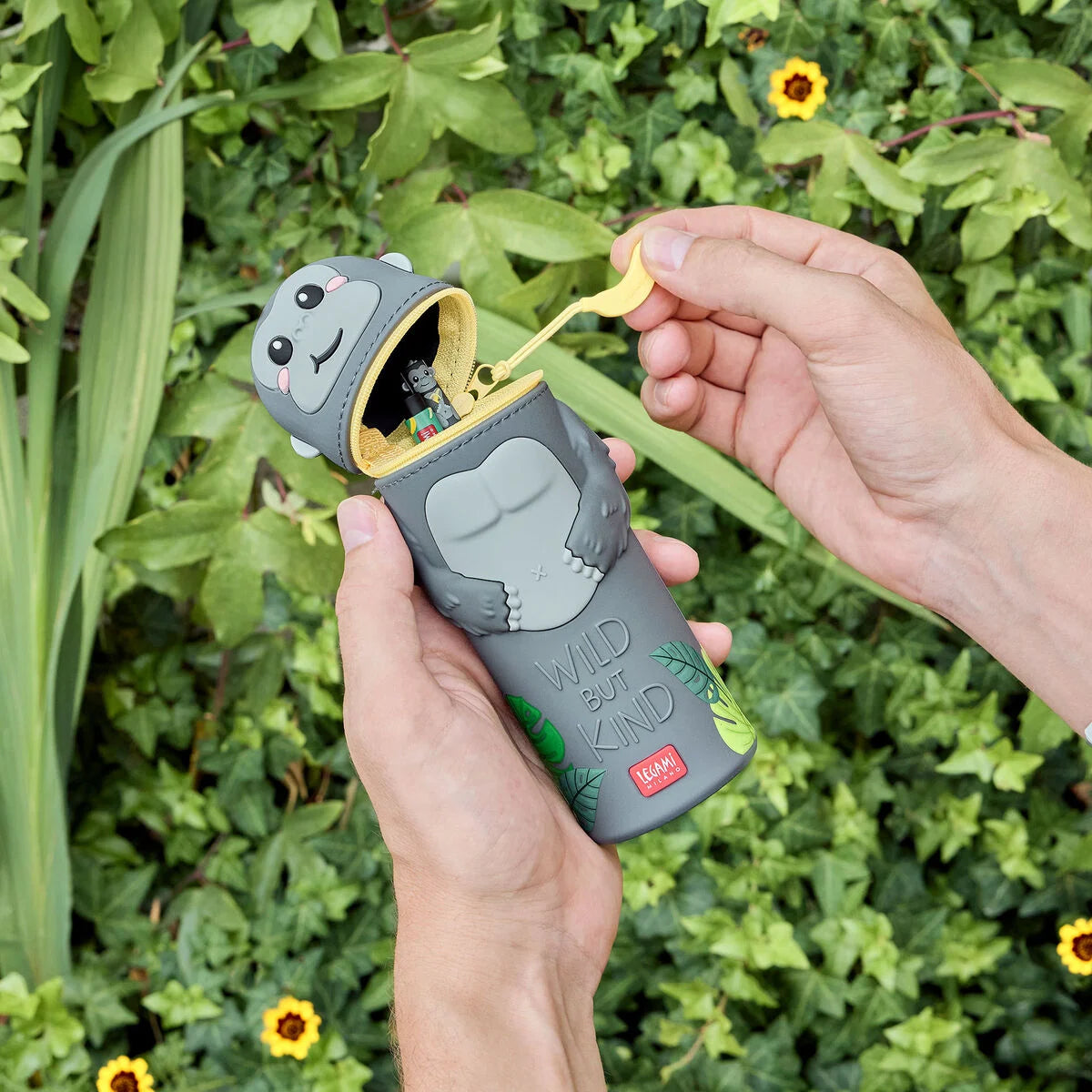 Legami 2-in-1-Federmäppchen aus Silikon Gorilla „Wild but Kind“ - Kawaii
