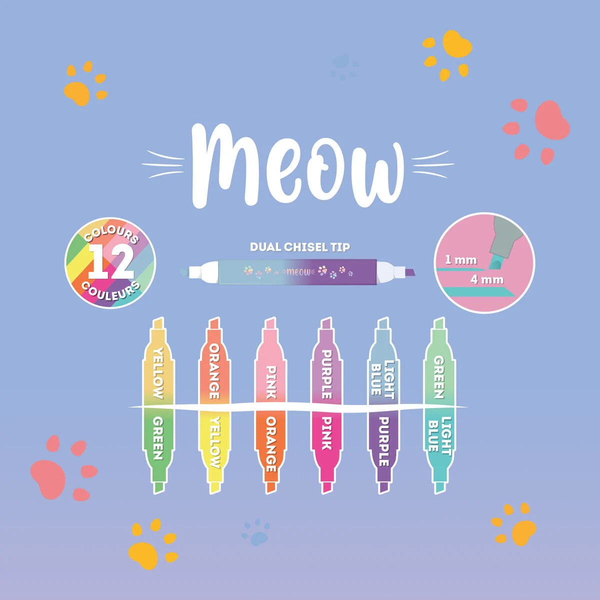 Legami Set mit 6 Doppelspitzen-Textmarkern Kitty - Meow