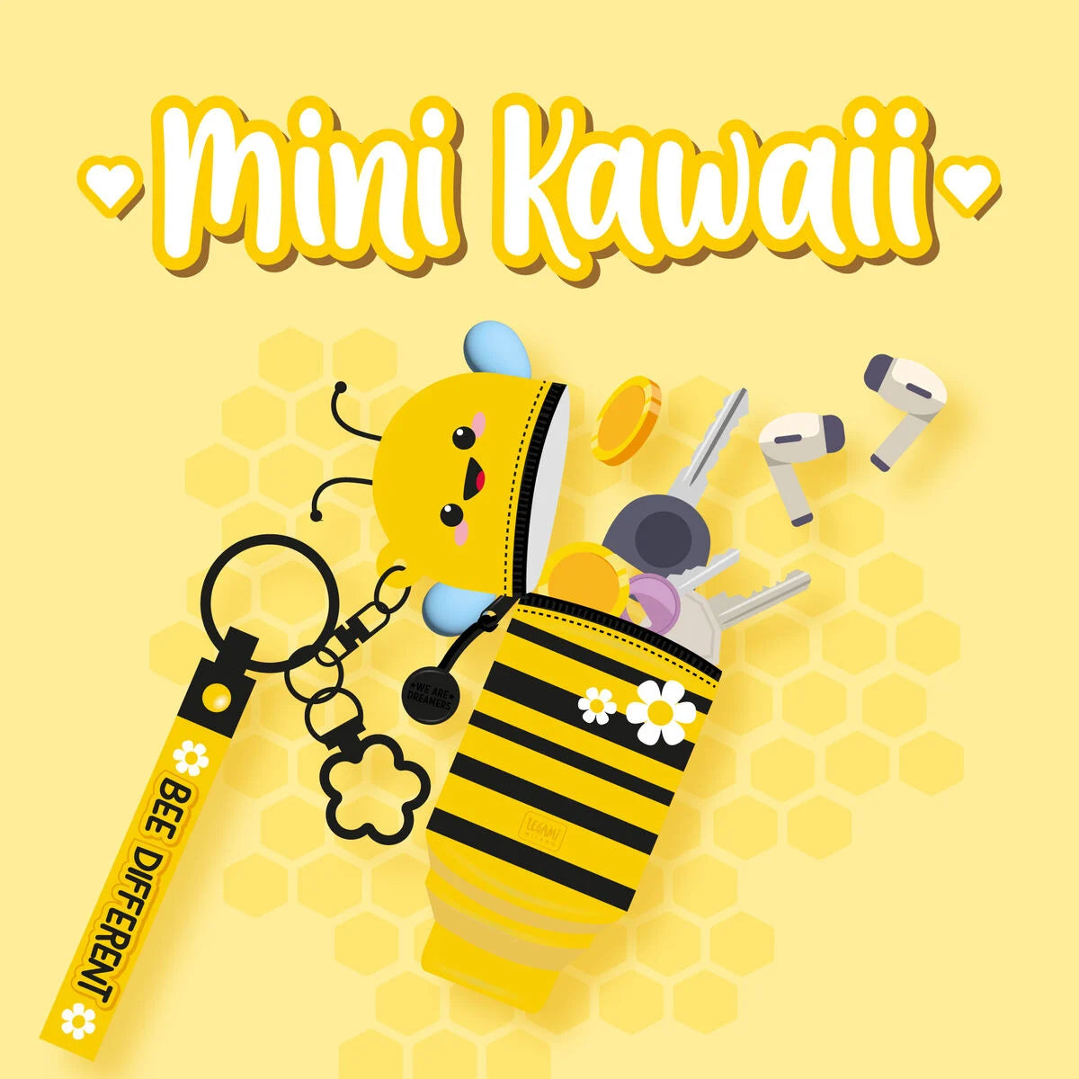 Legami Münztasche mit Schlüsselanhänger Bee - Mini Kawaii