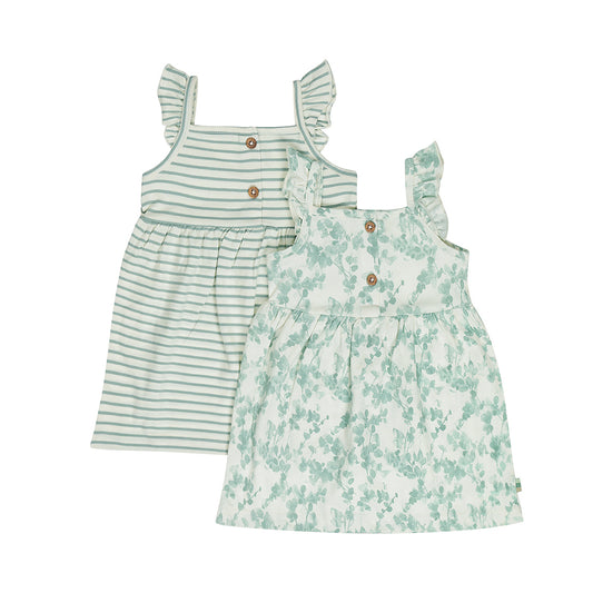 Dirkje Kleid im Doppelpack - gemustert und gestreift Off White