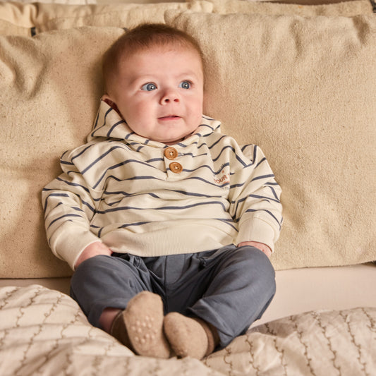 Dirkje Sweatshirt mit Kapuze, gestreift - Off White