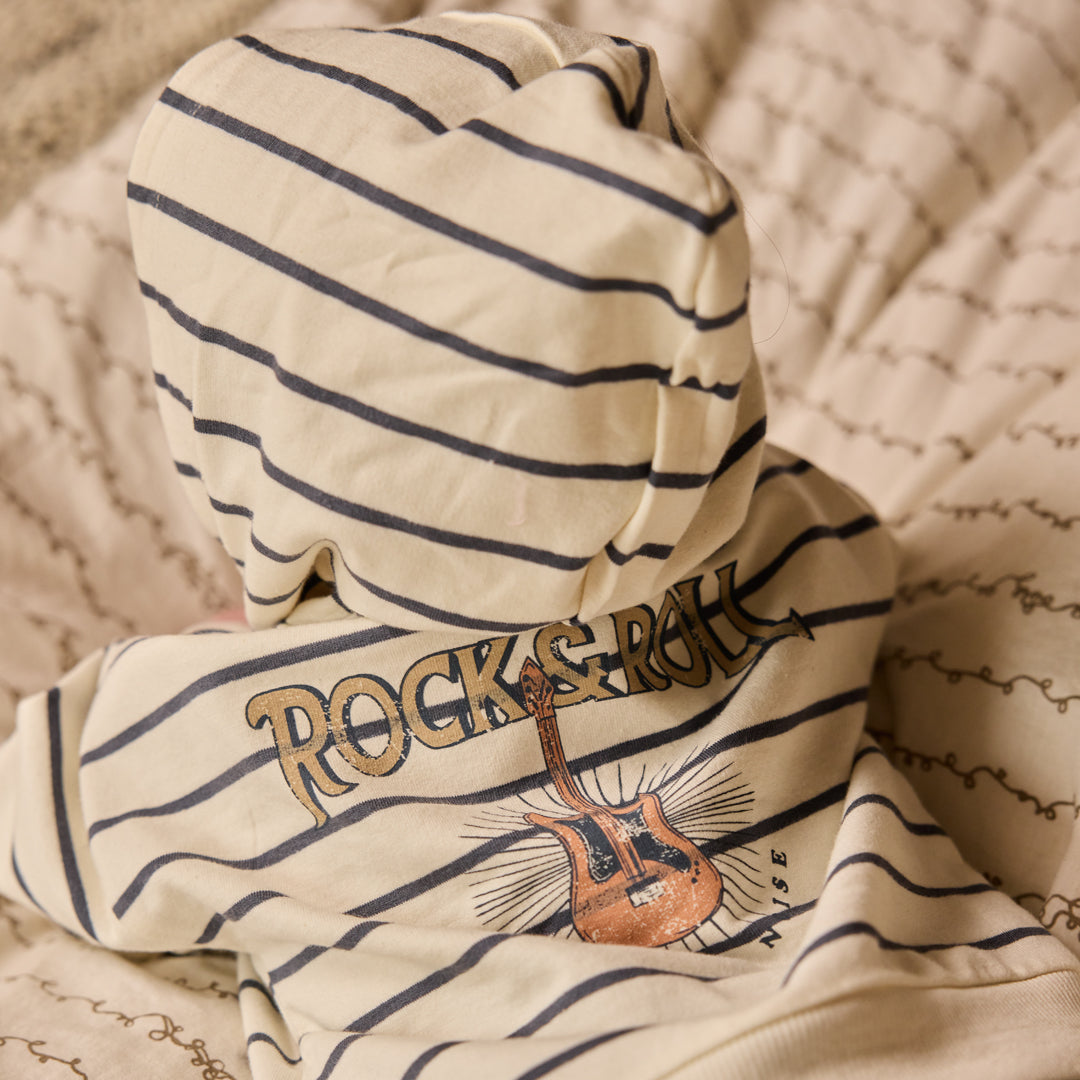 Dirkje Sweatshirt mit Kapuze, gestreift - Off White
