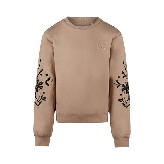 No Way Monday "Sweatshirt" mit Druck an den Ärmeln - Taupe