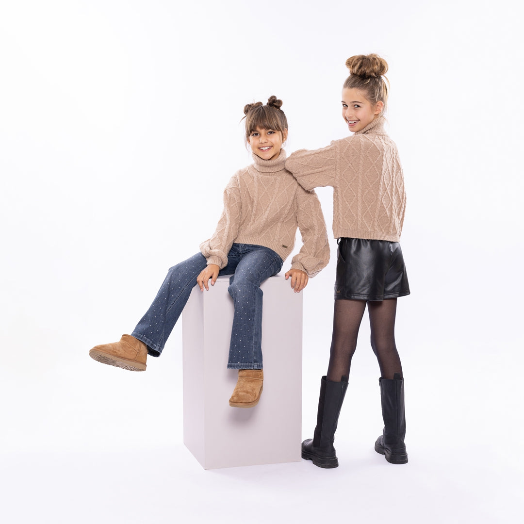 No Way Monday "Strickpullover" mit Rollkragen - Taupe