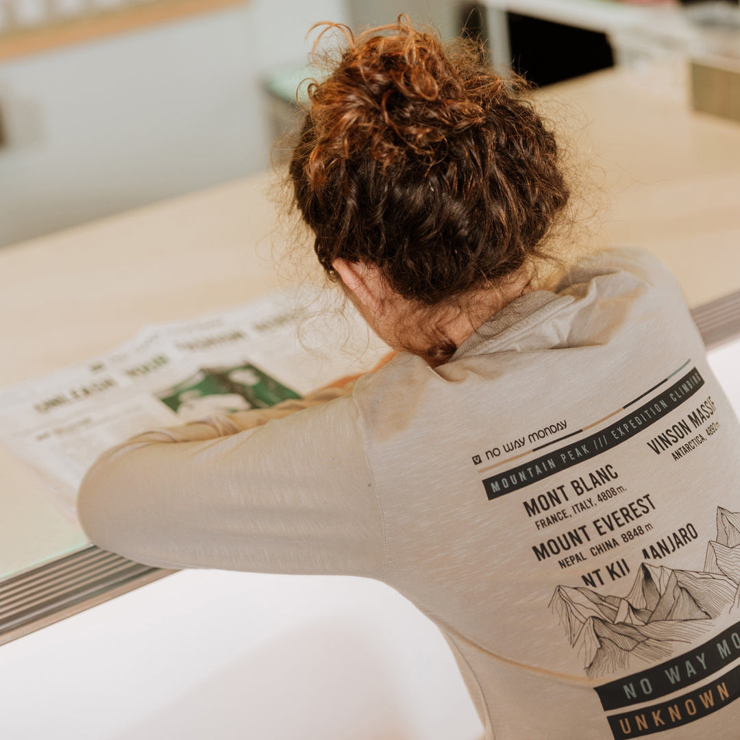 No Way Monday "T-Shirt langarm" mit Rückendruck - Light grey