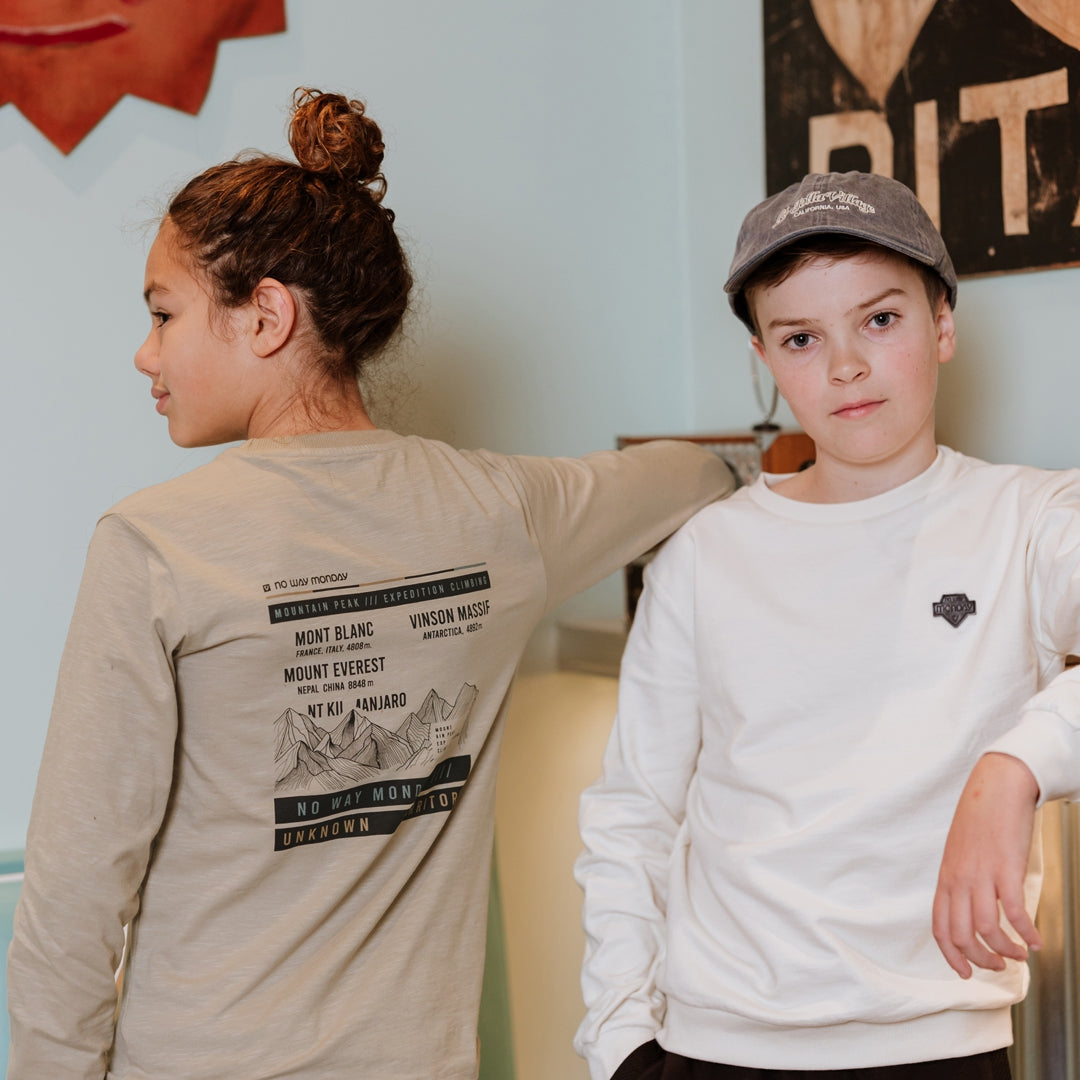 No Way Monday "T-Shirt langarm" mit Rückendruck - Light grey