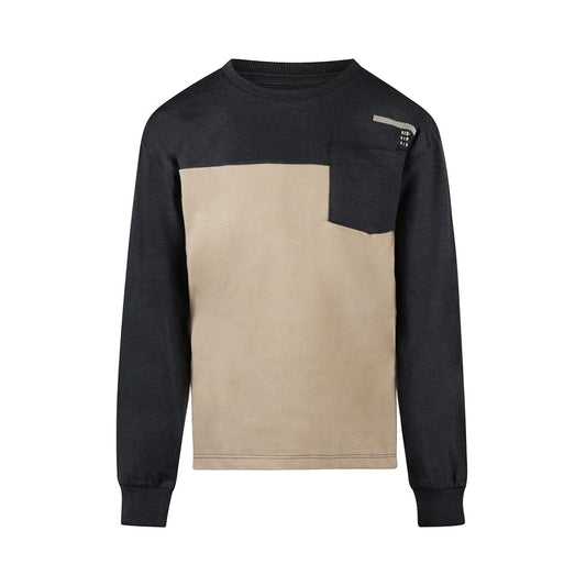 No Way Monday "T-Shirt langarm" mit Tasche und Armbündchen - Beige/Anthracit