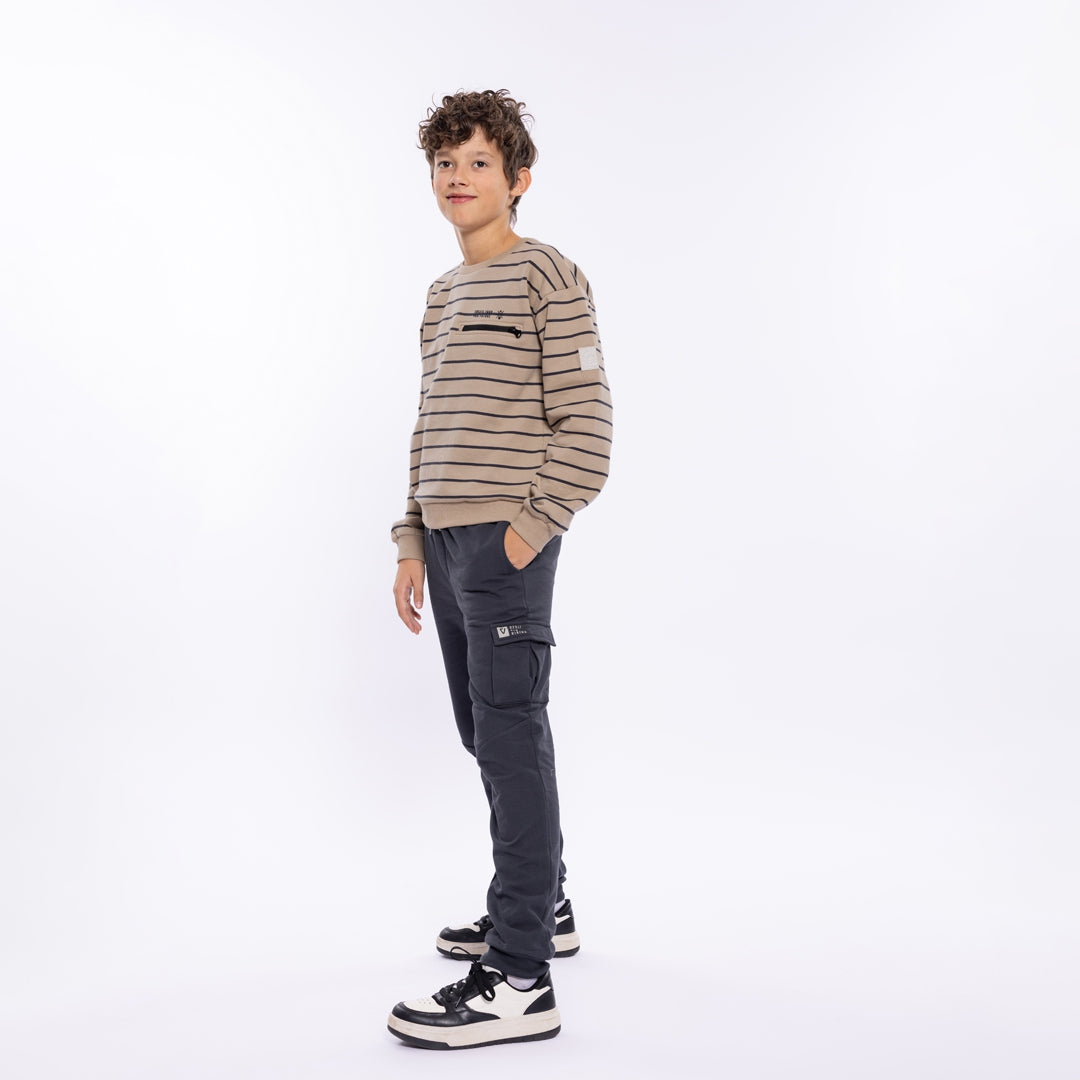 No Way Monday "Sweatshirt" gestreift - Light grey