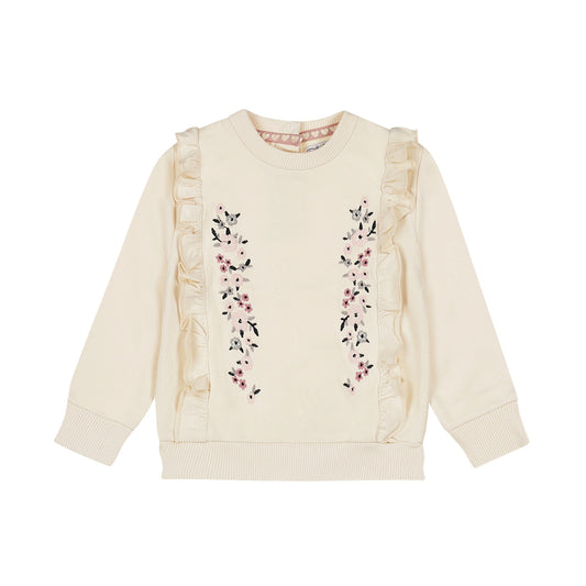 Dirkje "Sweatshirt" mit Rüsche und Stickerei - Off White