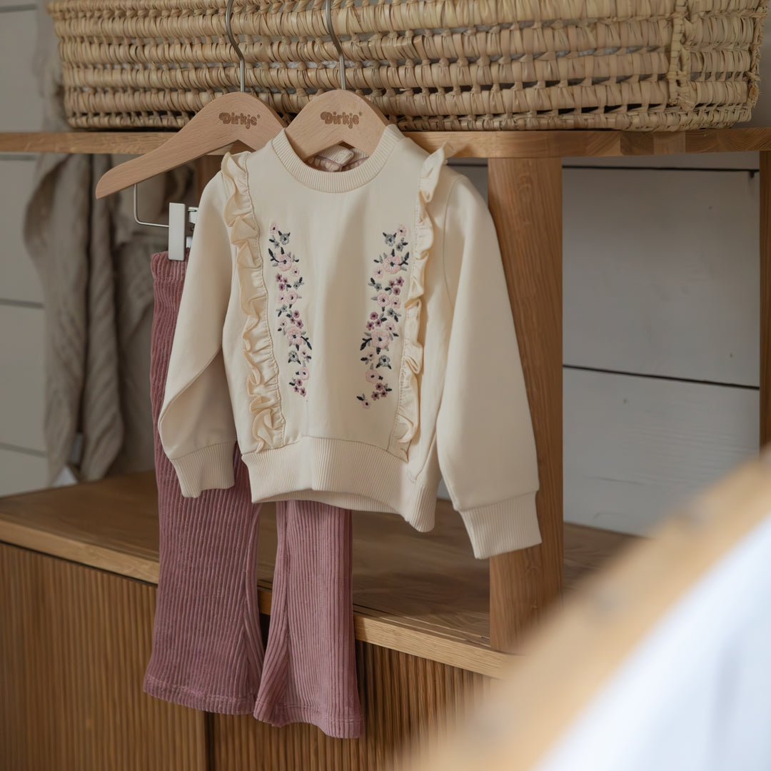 Dirkje "Sweatshirt" mit Rüsche und Stickerei - Off White