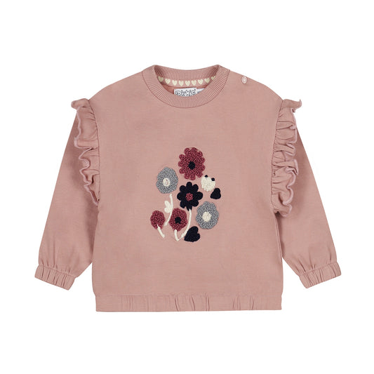 Dirkje "Sweatshirt" mit Rüsche und Stickerei - Light Mauve