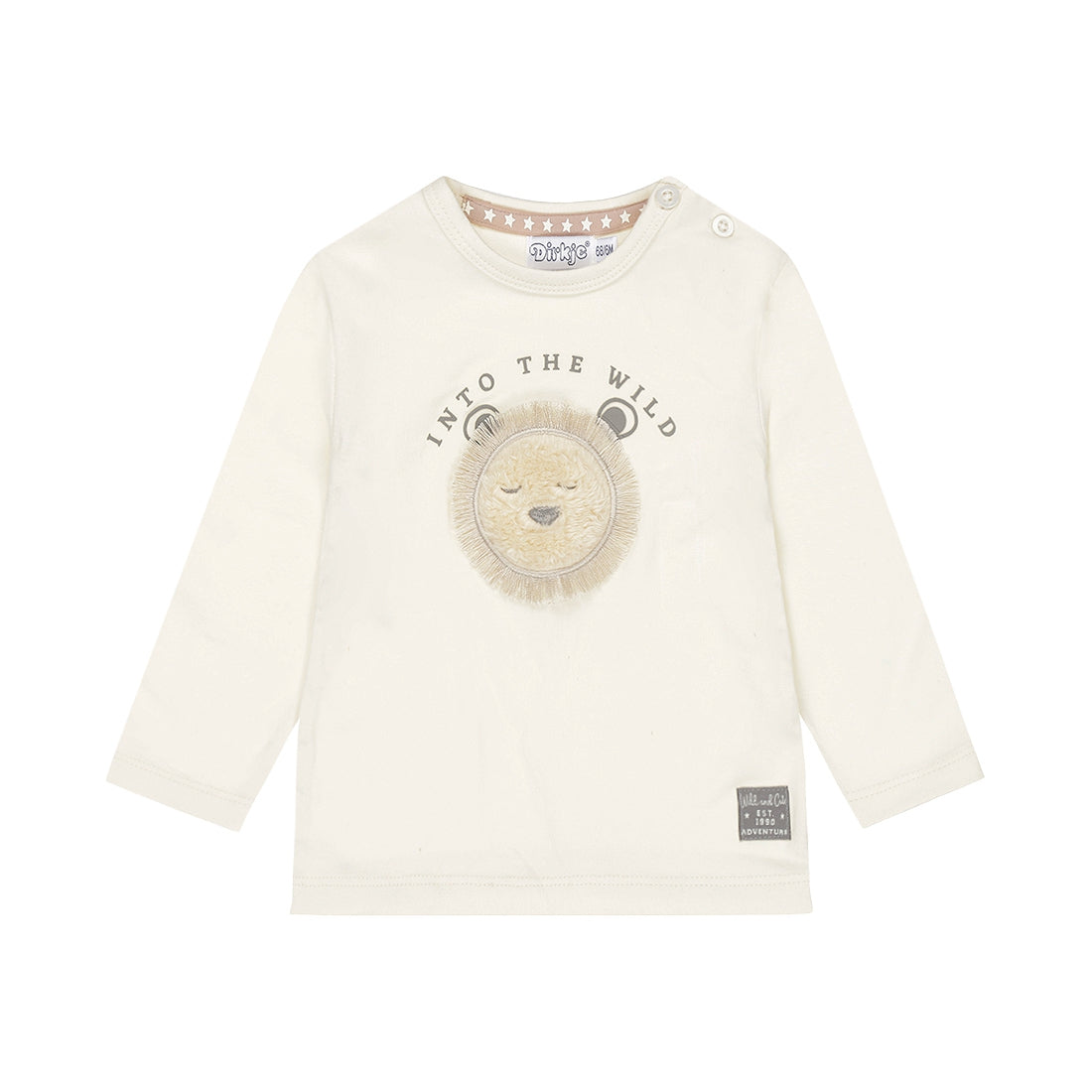 Dirkje "T-shirt langarm" mit Löwenkopf und Fransen - Off White