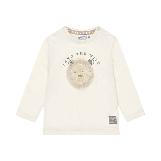 Dirkje "T-shirt langarm" mit Löwenkopf und Fransen - Off White