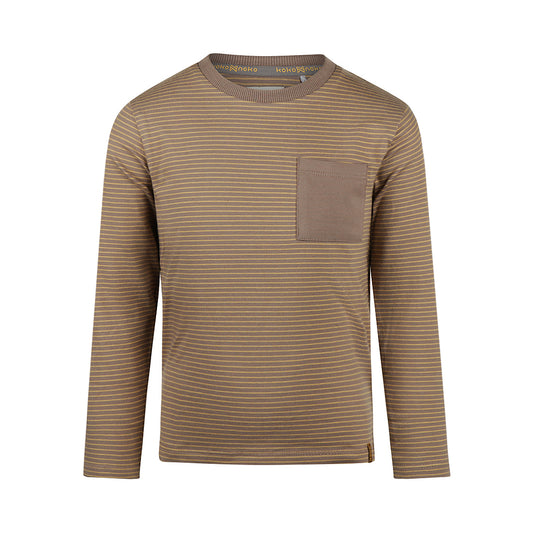 Koko Noko "T-Shirt langarm" mit aufgesetzter Tasche - Taupe