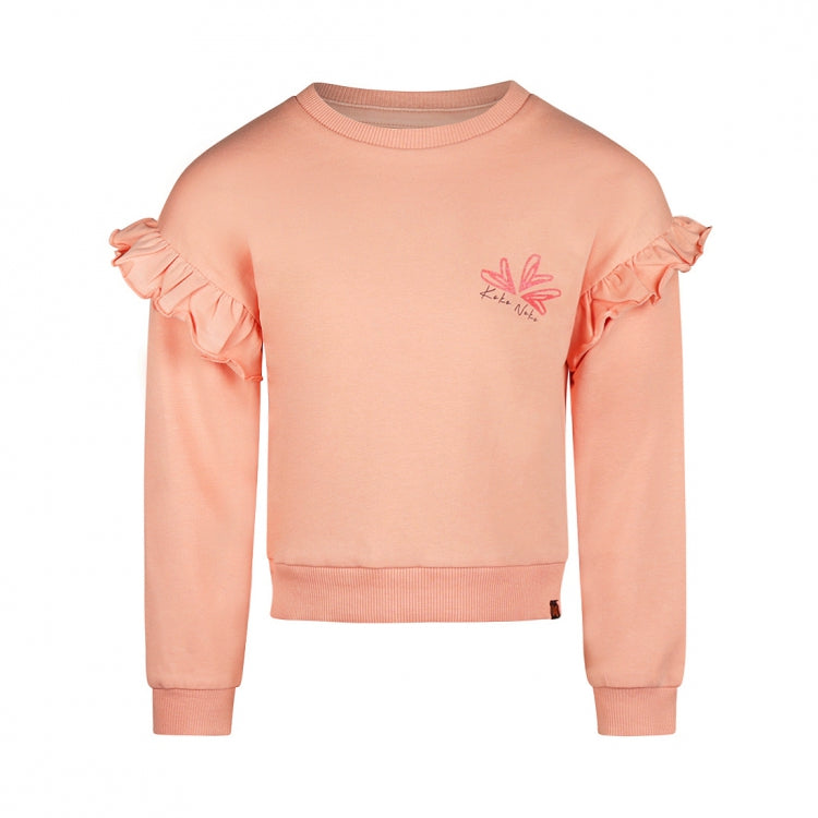 Koko Noko "Sweatshirt" mit Rüsche und Volant und Druck - Dusty Pink