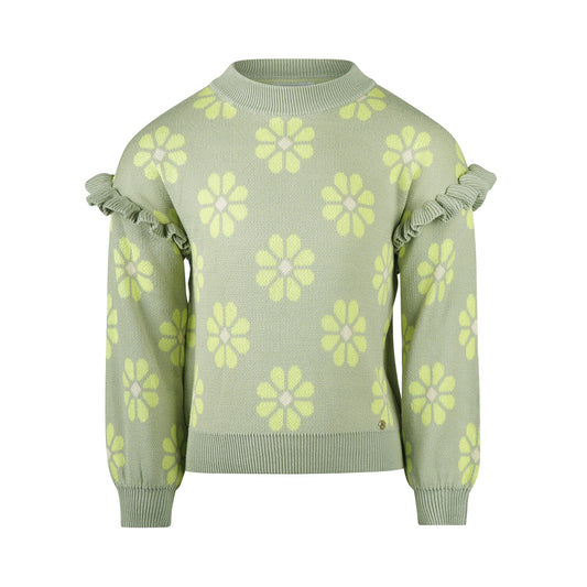 Koko Noko "Sweatshirt" mit Volant und Allover Druck - Faded green