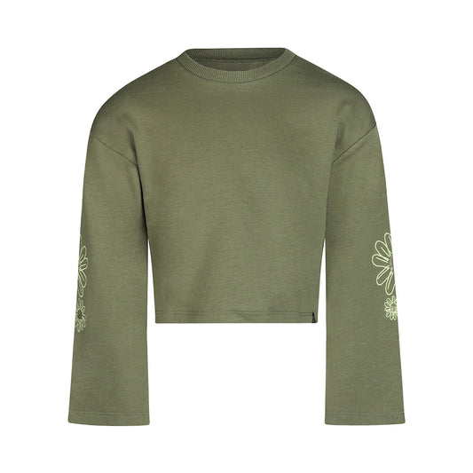 Koko Noko "Sweatshirt" mit ausgestellten Ärmel und Stickerei - Army Green