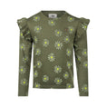 Bild in Galerie-Betrachter laden, Koko Noko "T-Shirt langarm" mit Rüsche und Allover Druck - Army Green
