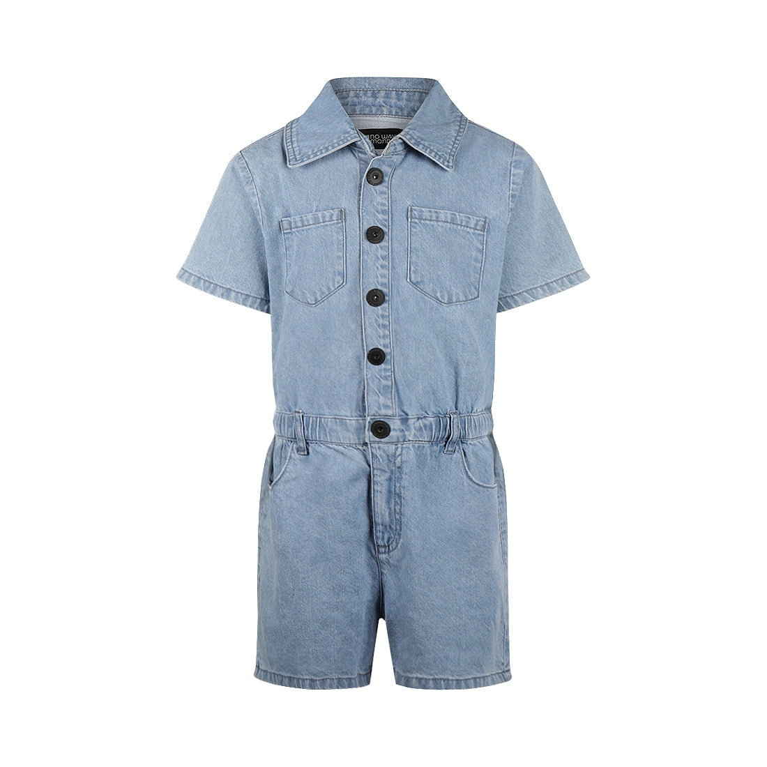 No Way Monday "Jeans Overall kurz" mit Knopfleiste und aufgenähten Taschen - Blue Jeans