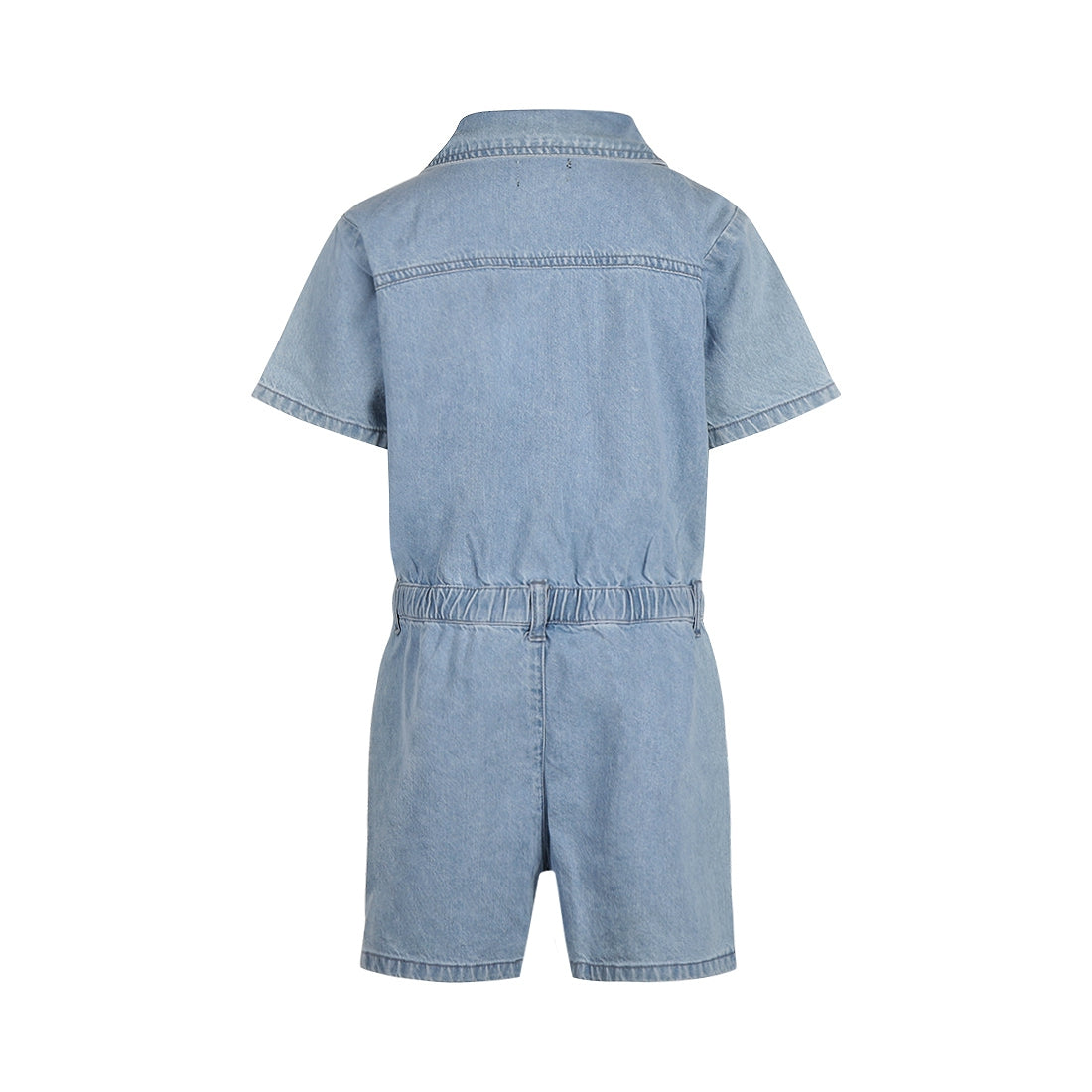 No Way Monday "Jeans Overall kurz" mit Knopfleiste und aufgenähten Taschen - Blue Jeans