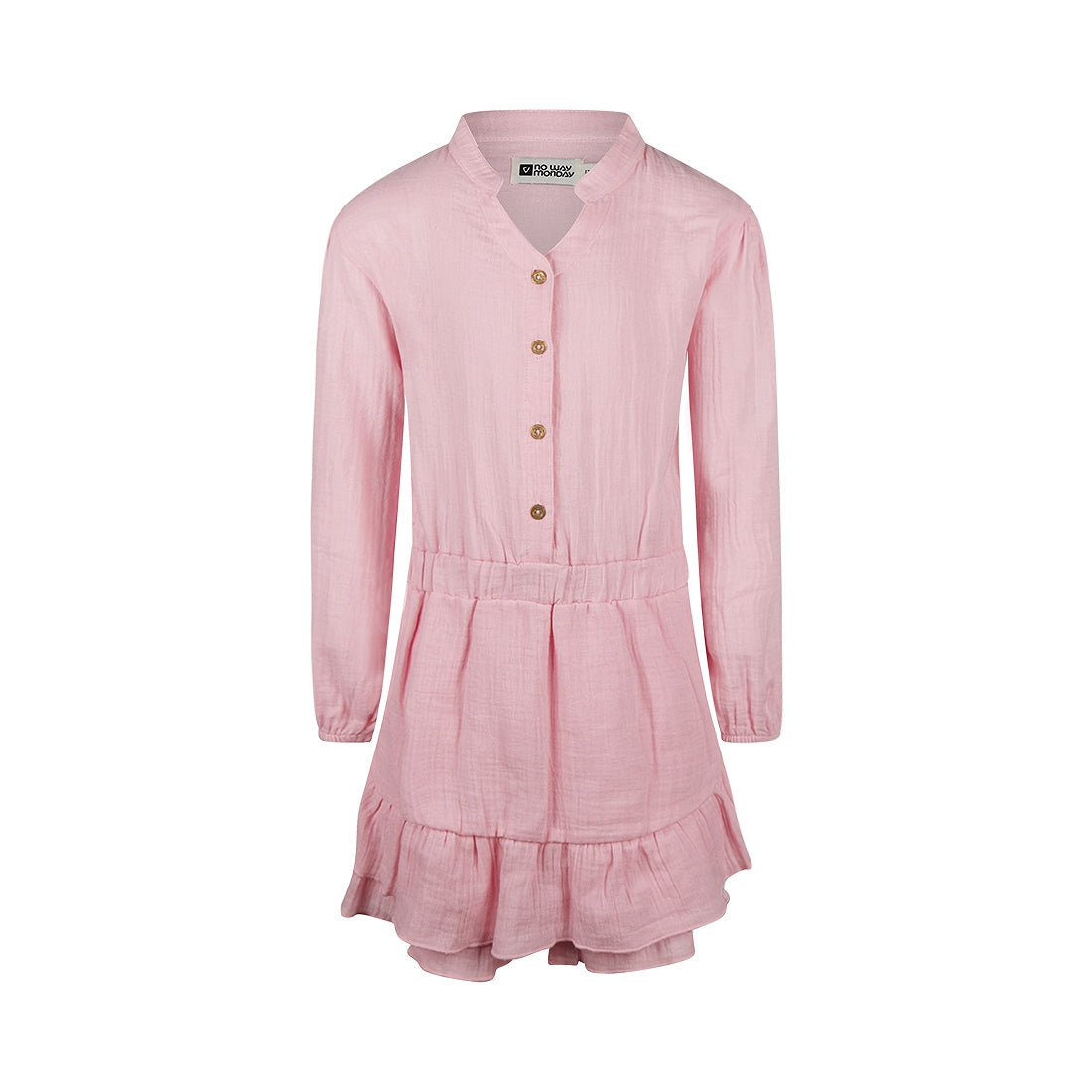 No Way Monday "Kleid" langarm mit Knopfleiste und Stehkragen - Rosa