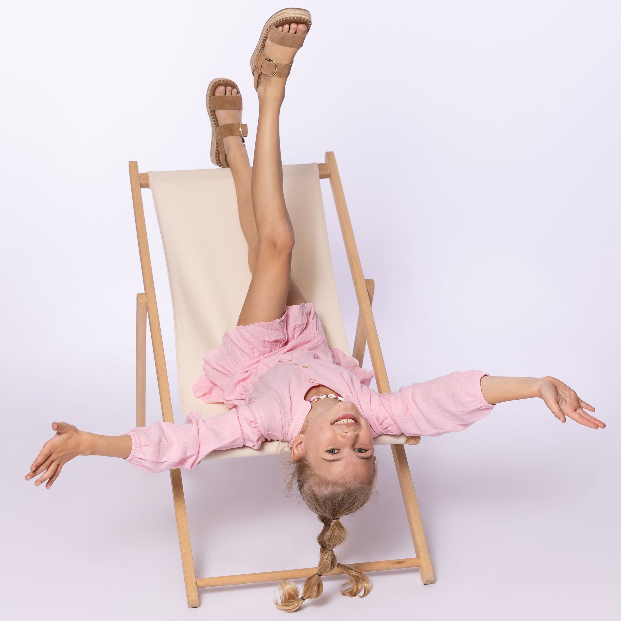 No Way Monday "Kleid" langarm mit Knopfleiste und Stehkragen - Rosa