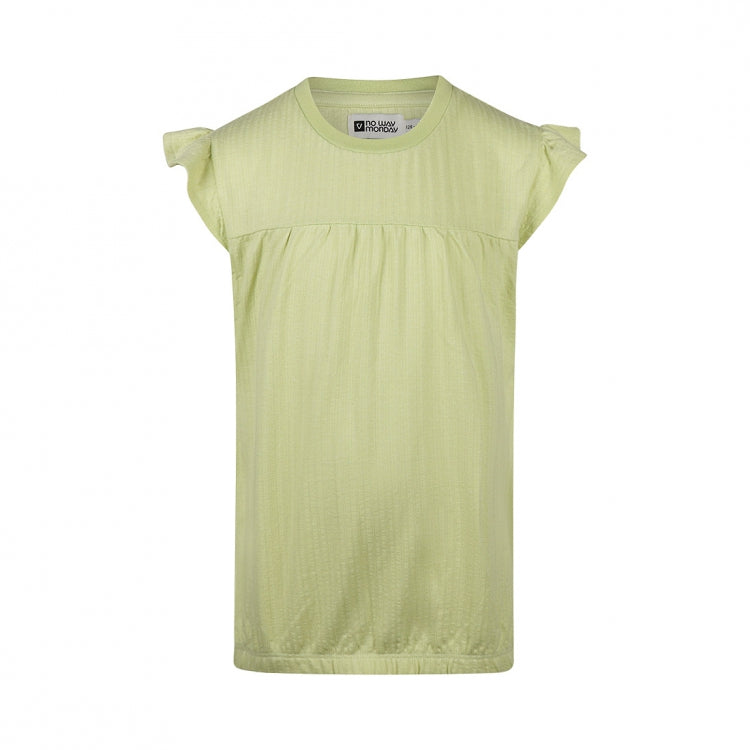 No Way Monday Shirt mit Flügelärmchen und Raffung - Pistachio green