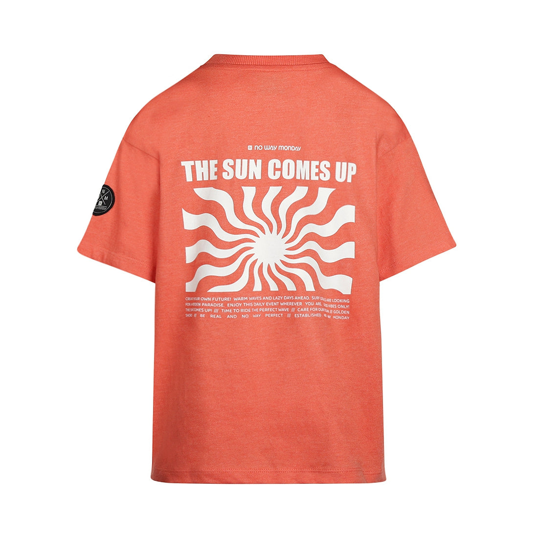 No Way Monday "T-Shirt" mit Brusttasche und Druck auf dem Rücken - Bright Red