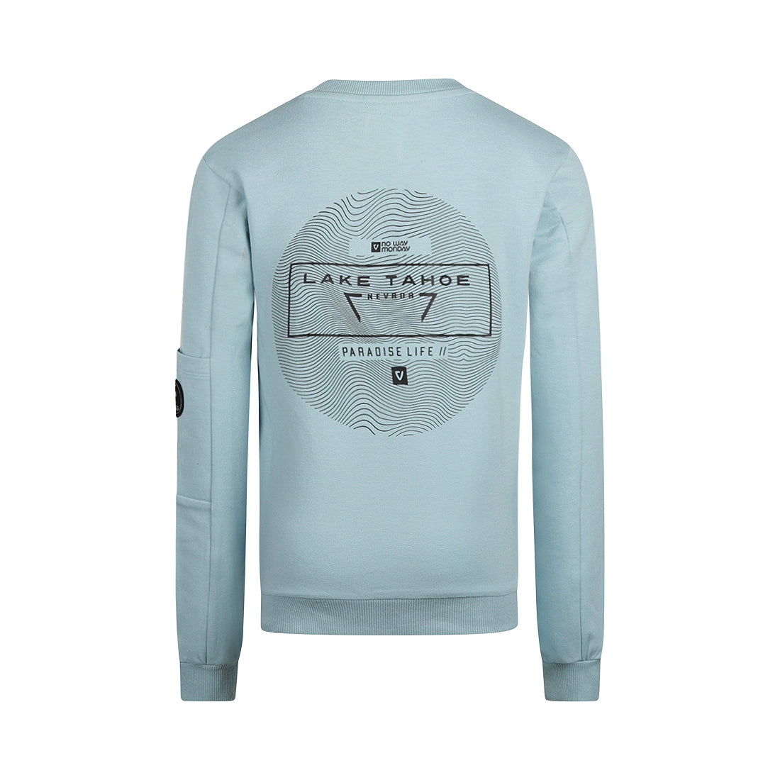 No Way Monday "Sweatshirt" mit Rückendruck - Light Blue