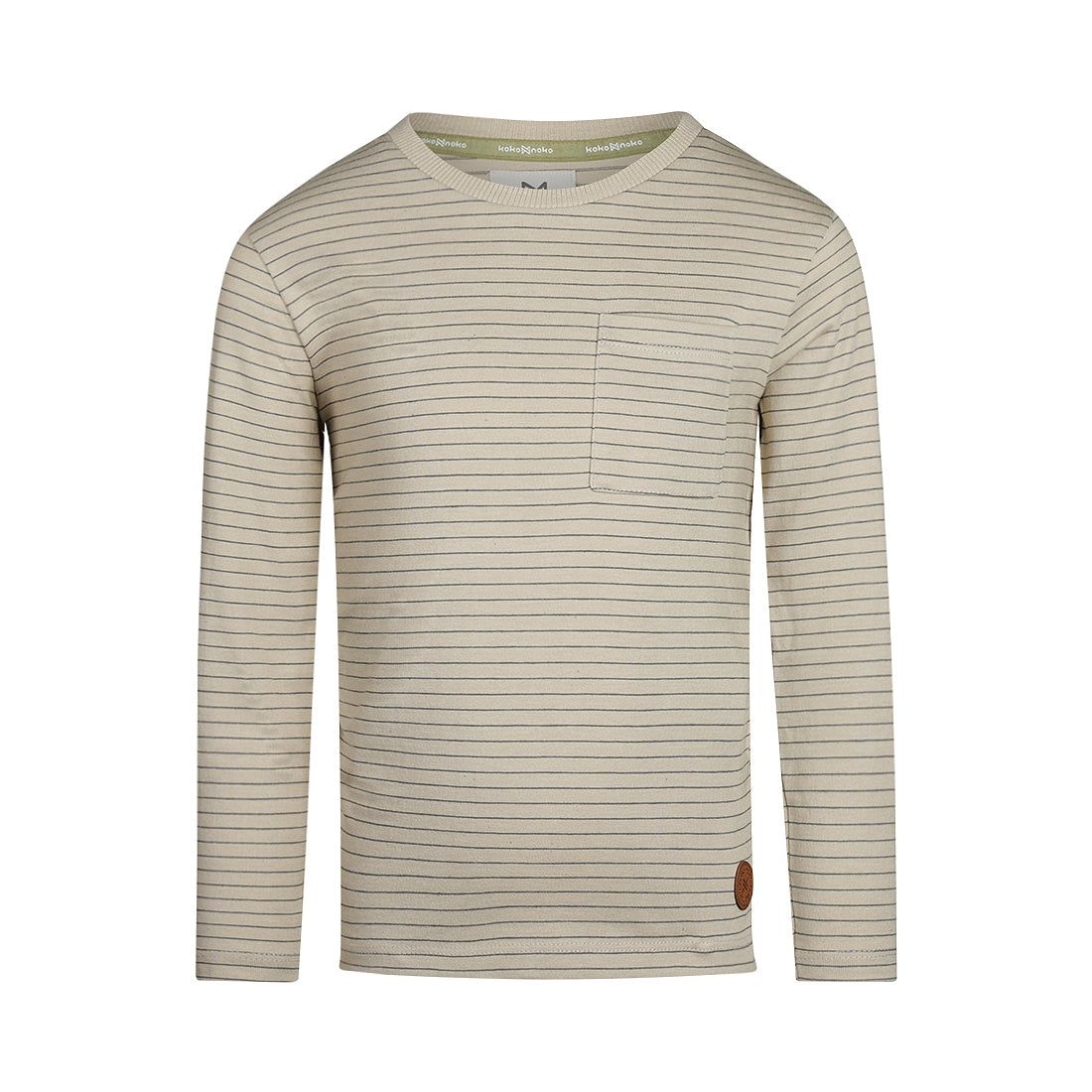 Koko Noko "Langarmshirt" mit zarten Streifen und aufgenähter Tasche - Pebble
