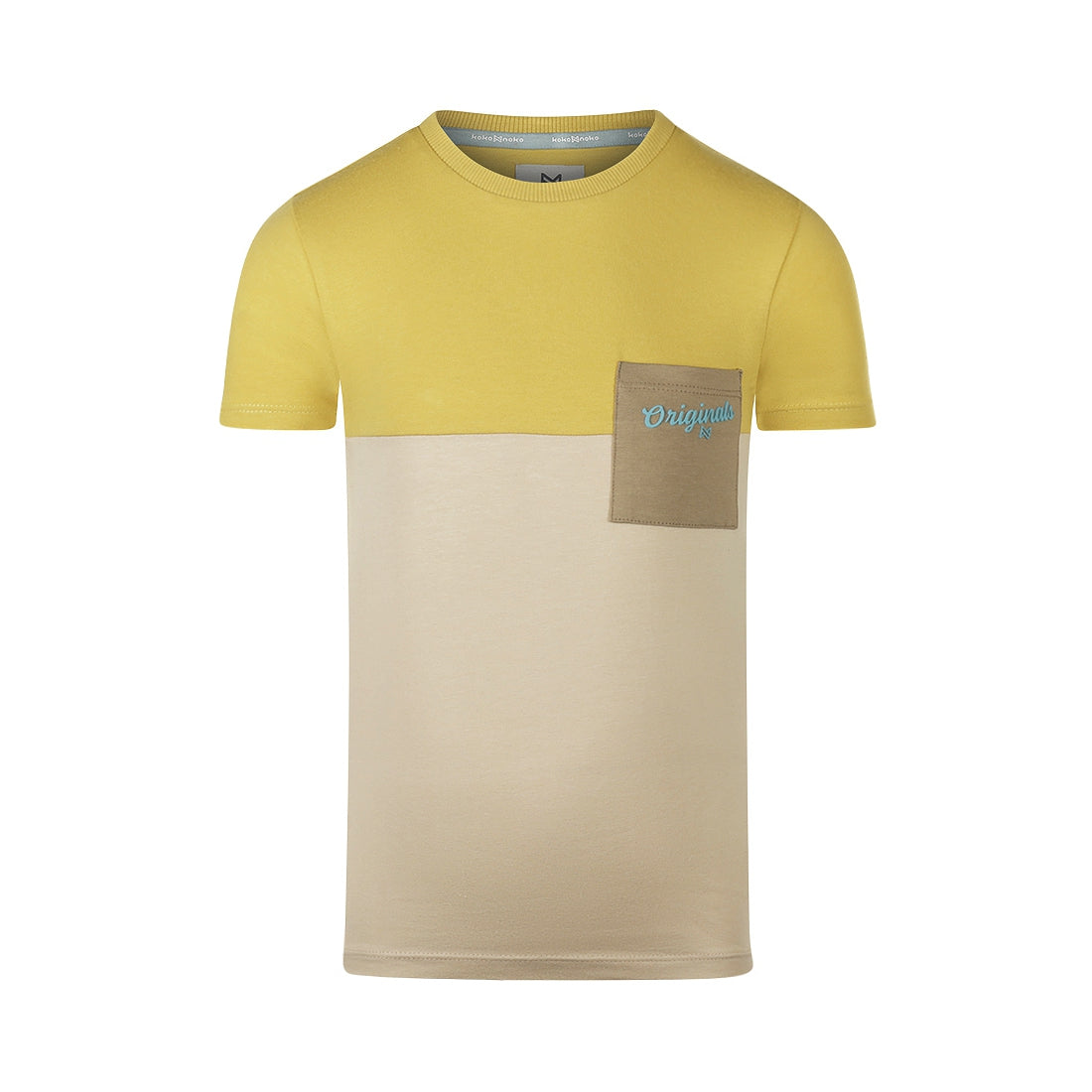 Koko Noko "T-Shirt" zweifarbig mit aufgenähter Tasche - Lime