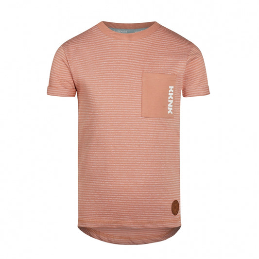 Koko Noko T-Shirt, Altrosa gestreift mit aufgenähter Tasche