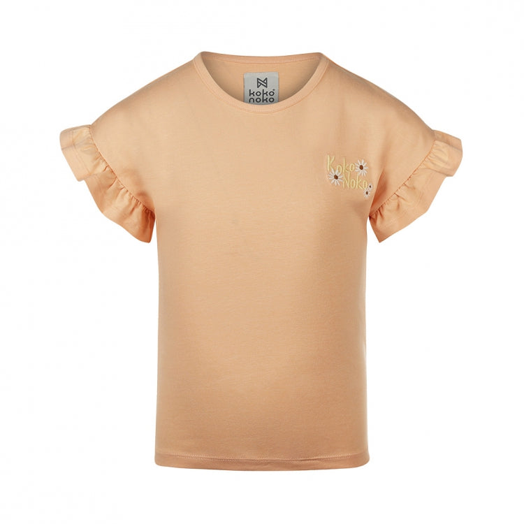 Koko Noko T-Shirt mit Volant-Ärmel, Pfirsichfarben