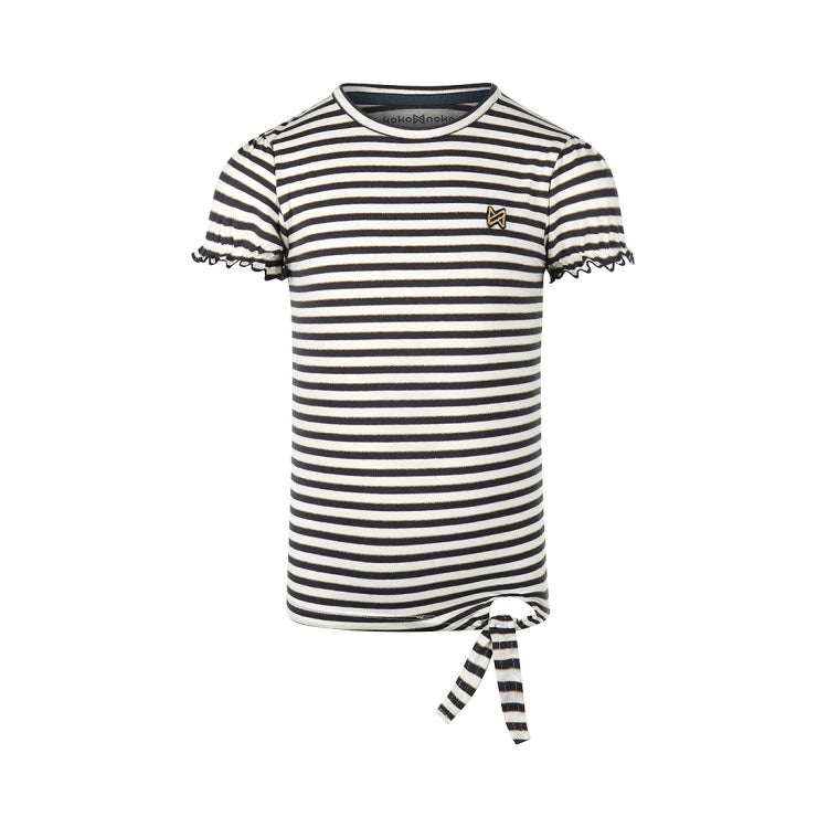 Koko Noko T-Shirt mit Bindeknoten, gestreift - Dunkelblau