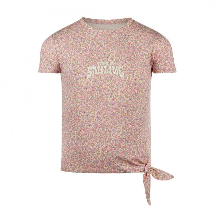 Koko Noko T-Shirt mit Blümchendruck und Bindeknoten, Mehrfarbig