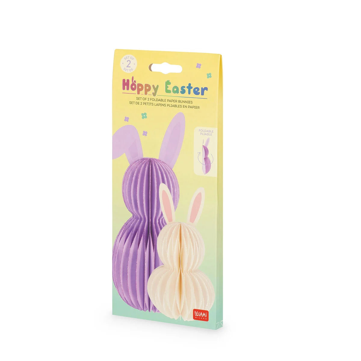 Legami Set mit 2 Faltbaren Häschen aus Papier - Hoppy Easter