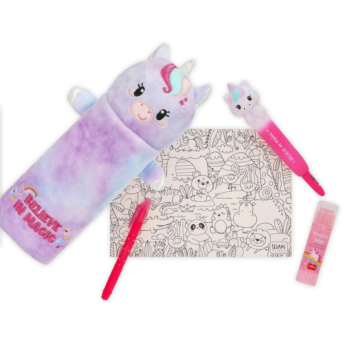 Legami "Flauschiges Federmäppchen" Unicorn „Believe in Magic“ - Super Soft!