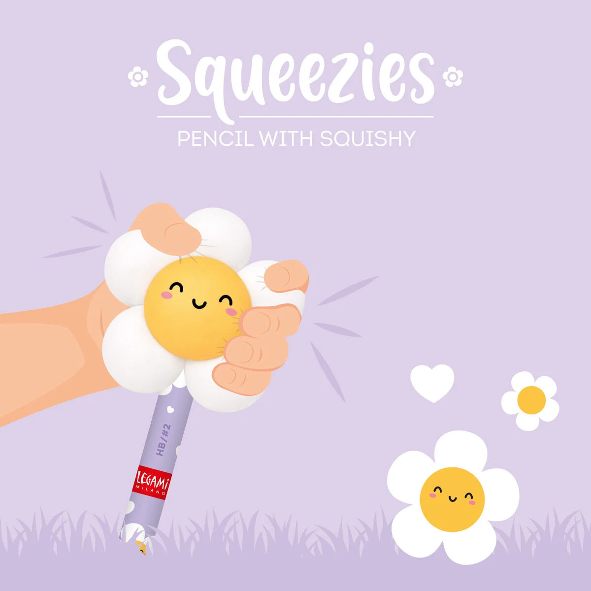 Legami Anti-Stress-Bleistift Daisy „Oh Happy Daisy“ - Squeezies