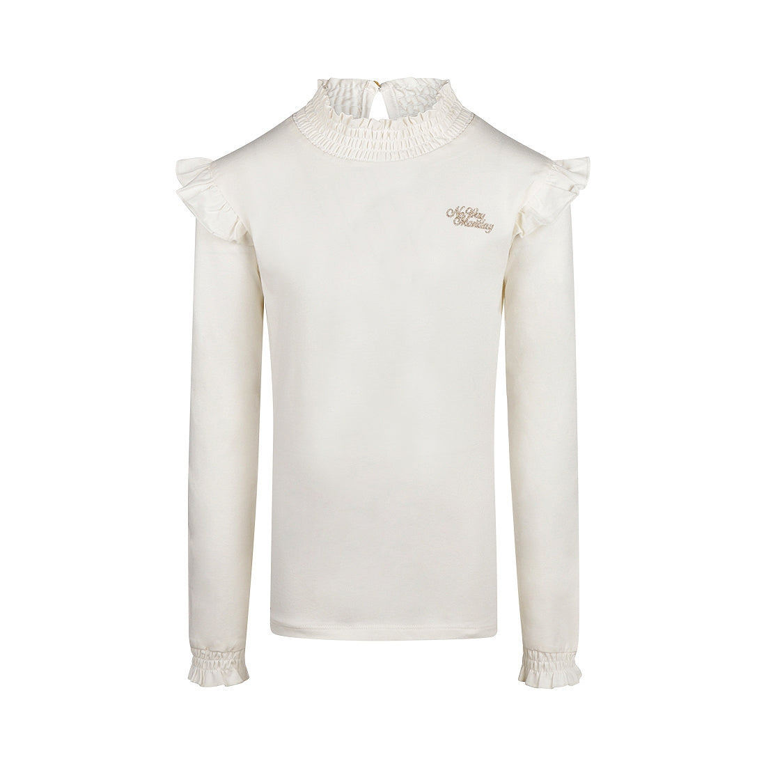 No Way Monday "Sweatshirt" mit Rüsche - weiss