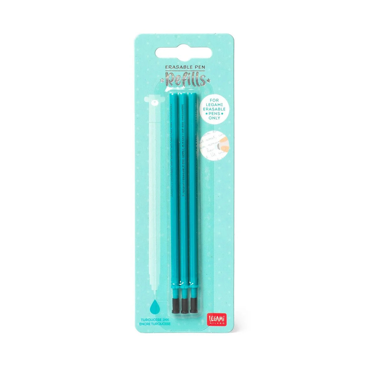 Legami Set mit 3 Nachfüllminen für löschbare Stifte - Türkise Tinte - Erasable Pen