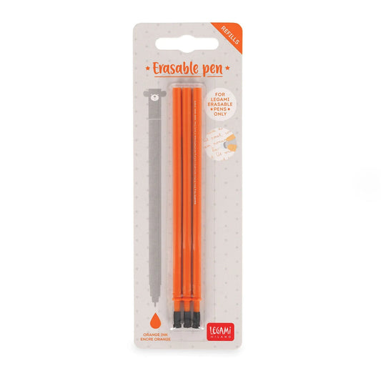 Legami Set mit 3 Nachfüllminen für löschbare Stifte - Orange Tinte - Erasable Pen